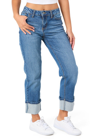 Thumbnail 2: BCBGeneration BCBGeneration Juniors Mid Rise Straight Leg Roll Cuff Jeans 