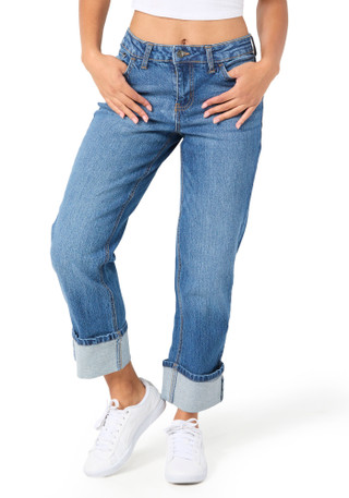 Thumbnail 1: BCBGeneration BCBGeneration Juniors Mid Rise Straight Leg Roll Cuff Jeans 
