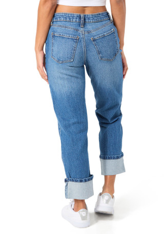Thumbnail 3: BCBGeneration BCBGeneration Juniors Mid Rise Straight Leg Roll Cuff Jeans 