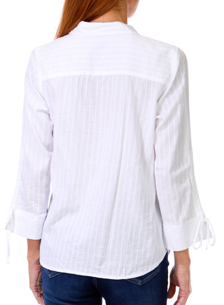 Thumbnail 2: Dash Dash Womens 3/4 Sleeve Ruche Tie Button Down Top 
