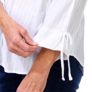Thumbnail 3: Dash Dash Womens 3/4 Sleeve Ruche Tie Button Down Top 