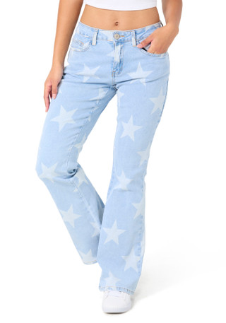 Thumbnail 2: GOGO JEANS Gogo Jeans Juniors Star Print Flare Jeans 