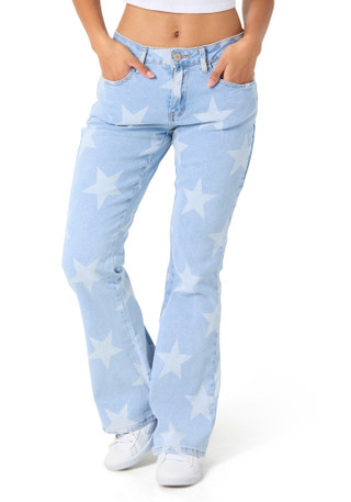 Thumbnail 1: GOGO JEANS Gogo Jeans Juniors Star Print Flare Jeans 