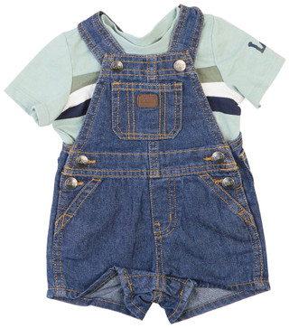 Thumbnail 1: Lee Lee Baby Boys 2 Pc Short Sleeve Tee & Denim Overall Set 