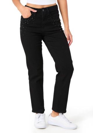 Thumbnail 4: BLUE REVIVAL Blue Revival Juniors Embellished Straight Leg Jeans 
