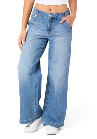 Thumbnail 1: BLUE REVIVAL Blue Revival Juniors Mid Rise Trouser Jeans 