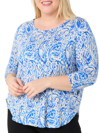 Thumbnail 2: Philosophy Philosophy Plus 3/4 Sleeve Hilo Crew Paisley Top 