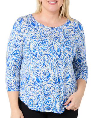 Thumbnail 1: Philosophy Philosophy Plus 3/4 Sleeve Hilo Crew Paisley Top 