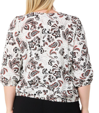 Thumbnail 3: ADRIENNE VITTADINI Adrienne Vittadini Plus 3/4 Sleeve Puff Texture Top 