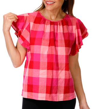 Thumbnail 1: KATE SPADE Womens Picnic Flutter Short Sleeve Woven Top 