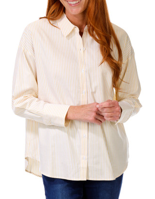 Thumbnail 1: NINE WEST Nine West Womens Long Sleeve Striped Button Down Top 