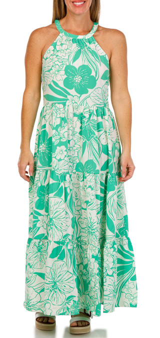 Thumbnail 1: London Times London Times Sleeveless Halter A-line Tiered Maxi Dress 