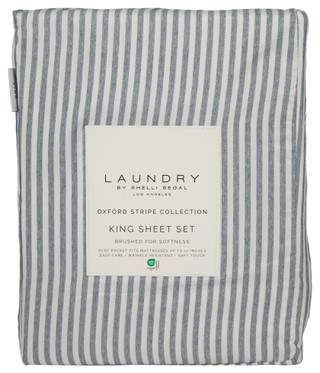 Thumbnail 1: LAUNDRY BY SHELLI SEGAL Laundry by Shelli Segal 4 Pc Oxford Stripe King Sheet Set 