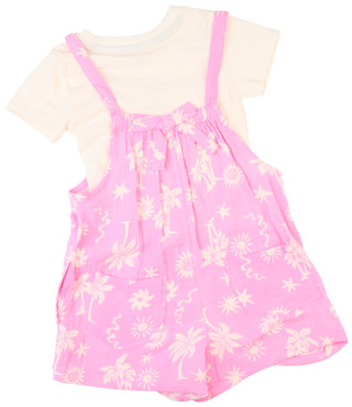 Thumbnail 2: VOLCOM Volcom Big Girls 2 Pc Tropical Gauze Romper & Tee Set 