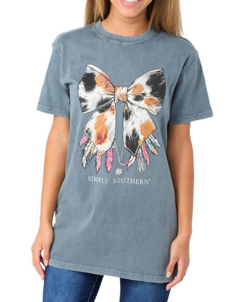 Thumbnail 1: SIMPLY SOUTHERN Simply Southern Juniors Cow Bow Graphic Tee 