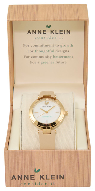 Thumbnail 1: ANNE KLEIN Anne Klein Womens Leather Round Dial Watch 