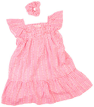 Thumbnail 1: KIWI Kiwi Toddler Girls Gingham Hearts Print Smocked Dress 