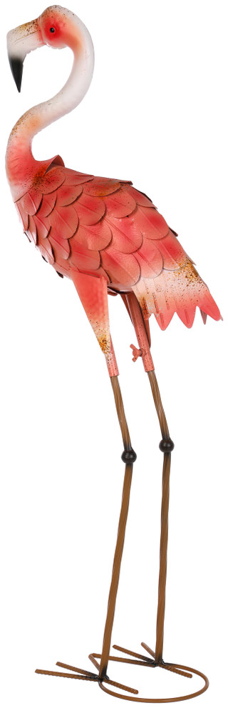 Thumbnail 2: Coastal Home Coastal Home 32 in Metal Flamingo Garden Figurine Decor 