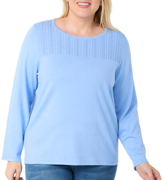 Thumbnail 1: Tint & Shadow Tint & Shadow Plus Long Sleeve Pointelle Sweater 