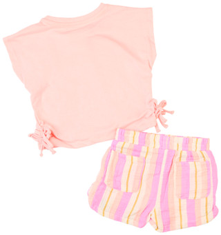 Thumbnail 2: VOLCOM Volcom Little Girls 2 Pc Graphic Tee & Gauze Shorts Set 