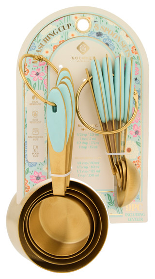 Thumbnail 1: GOURMET KITCHEN Gourmet Kitchen Stainless Steel Measuring Cup Spoon Set 