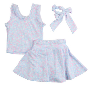 Thumbnail 2: Yogalicious Yogalicious Little Girls Active 3 Pc Floral Shorts Set 