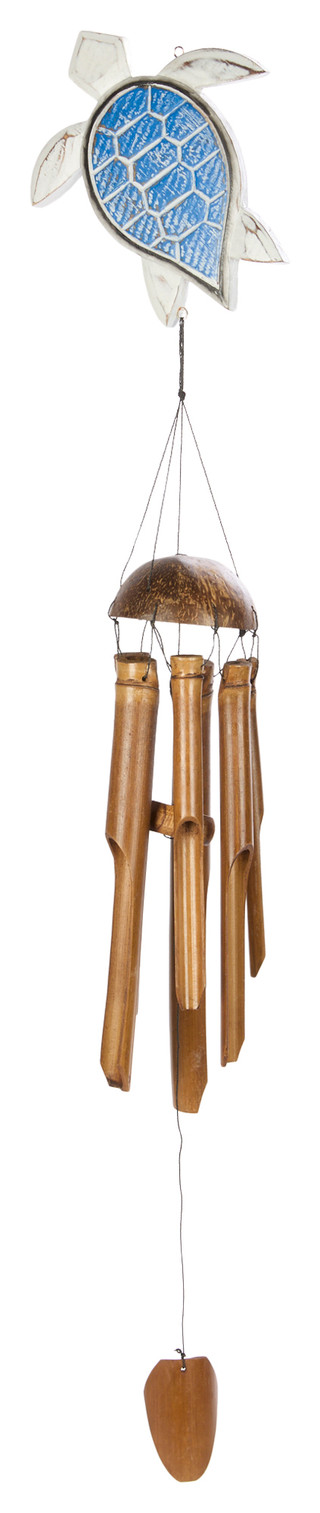 Thumbnail 1: JD Yeatts JD Yeatts 31 in Bamboo Tiered Turtle Coco Top Wind Chime 
