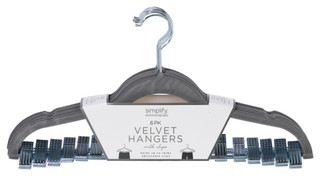 Thumbnail 1: SIMPLIFY Simplify 6 Pk Non-Slip With Clips Velvet Hangers 
