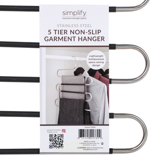 Thumbnail 2: SIMPLIFY Simplify Stainless Steel 5 Tier Non-Slip Garment Hanger 