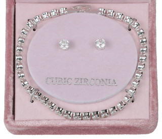 Thumbnail 1: JULIET Juliet Silver Stud Earrings & Bracelet Set 