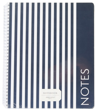 Thumbnail 1: STEEL MILL & CO Steel Mill & Co Navy Stripe Large Spiral Lined Notebook 