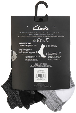 Thumbnail 2: Clarks Clarks Womens 6 Pk Half Cushion Low Cut Socks 