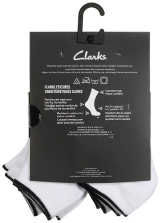 Thumbnail 2: Clarks Clarks Womens 6 Pk Piped Half Cushion Low Cut Socks 