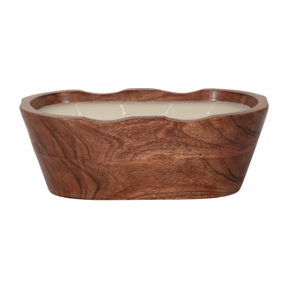 Thumbnail 1: Sagebrook Home Sagebrook Home 9in. Oval Wooden Bowl Vanilla Candle - 19oz 