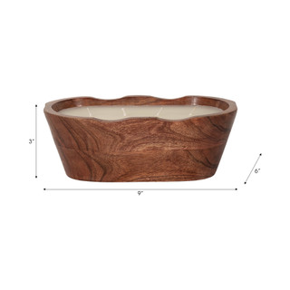 Thumbnail 2: Sagebrook Home Sagebrook Home 9in. Oval Wooden Bowl Vanilla Candle - 19oz 