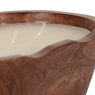 Thumbnail 3: Sagebrook Home Sagebrook Home 9in. Oval Wooden Bowl Vanilla Candle - 19oz 