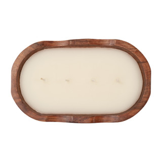 Thumbnail 4: Sagebrook Home Sagebrook Home 9in. Oval Wooden Bowl Vanilla Candle - 19oz 