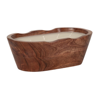 Thumbnail 7: Sagebrook Home Sagebrook Home 9in. Oval Wooden Bowl Vanilla Candle - 19oz 