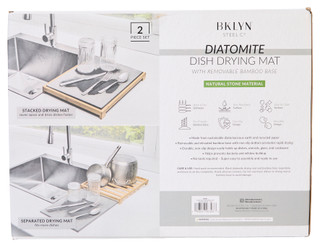 Thumbnail 2: BROOKLYN STEEL CO BKLYN Steel Co 2 Pc Diatomite Dish Drying Mat & Bamboo Base 