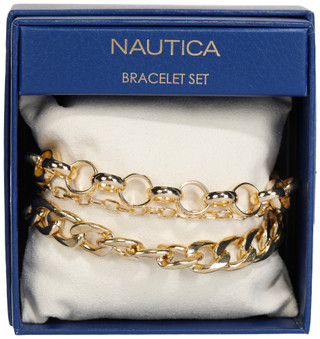 Thumbnail 1: Nautica Nautica 3 Pc Gold Tone Chain Bracelet Set 
