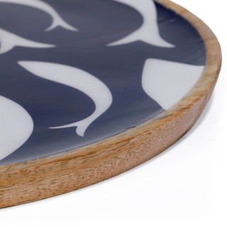 Thumbnail 2: Boston International Boston International Swirling Fish Round Wood Platter 