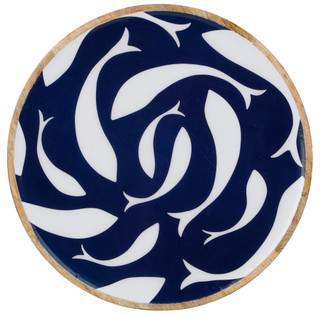 Thumbnail 1: Boston International Boston International Swirling Fish Round Wood Platter 