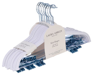 Thumbnail 2: Laura Ashley LAura Ashley 12-Pack Velvet Suit Hangers with Clips  White 