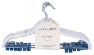 Thumbnail 1: Laura Ashley LAura Ashley 12-Pack Velvet Suit Hangers with Clips  White 
