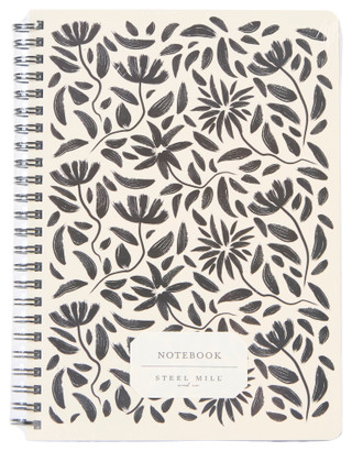 Thumbnail 1: STEEL MILL & CO Steel Mill & Co Black Floral Spiral Lined Mini Notebook 
