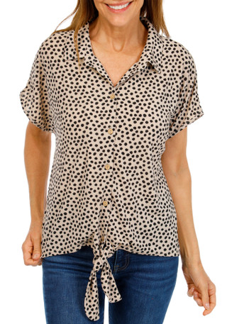 Thumbnail 1: Cure. Women's Polka Dot Tie Front Top 