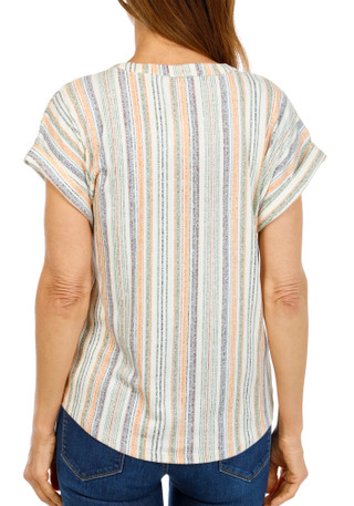 Thumbnail 2: Cure. Women's Short Sleeve Striped Top 