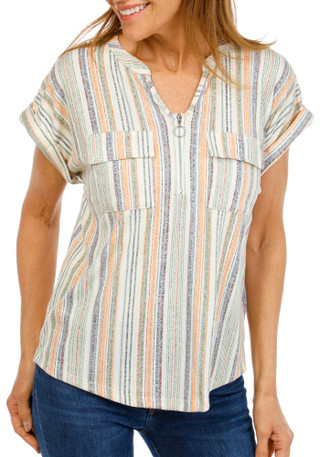 Thumbnail 1: Cure. Women's Short Sleeve Striped Top 