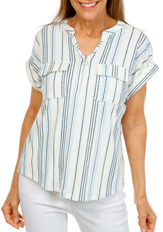 Thumbnail 1: Cure. Women's Short Sleeve Striped Top 