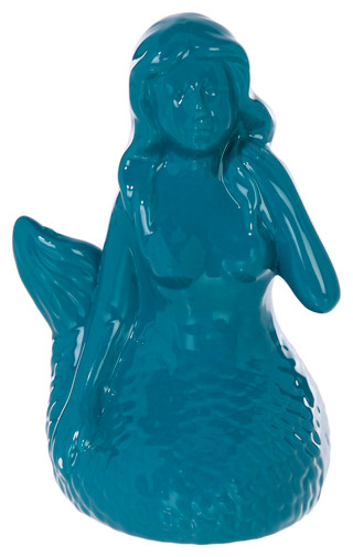 Thumbnail 4: Home Essentials Home Essentials 7 in Aqua Ceramic Mermaid Scrubby Holder 